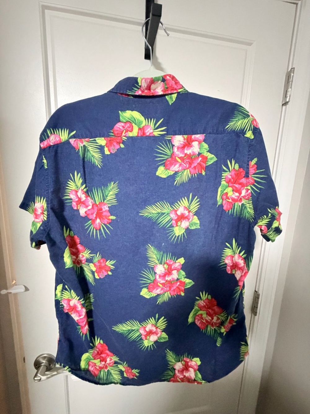 J. Crew Navy Blue Short-Sleeve Floral Button-Down Shirt - Picture 2 of 3